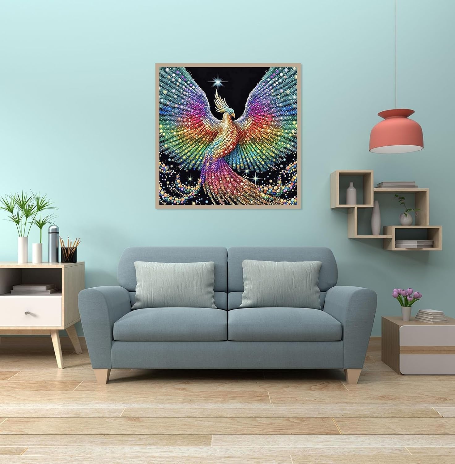 5D Phoenix Diamond Painting Kits for Adult, Fire Phoenix Full Drill round Diamond Cross Stitch Colorful Painting by Number Rhinestone Embroidery Arts Craft Diamond Art 12X12 Inch