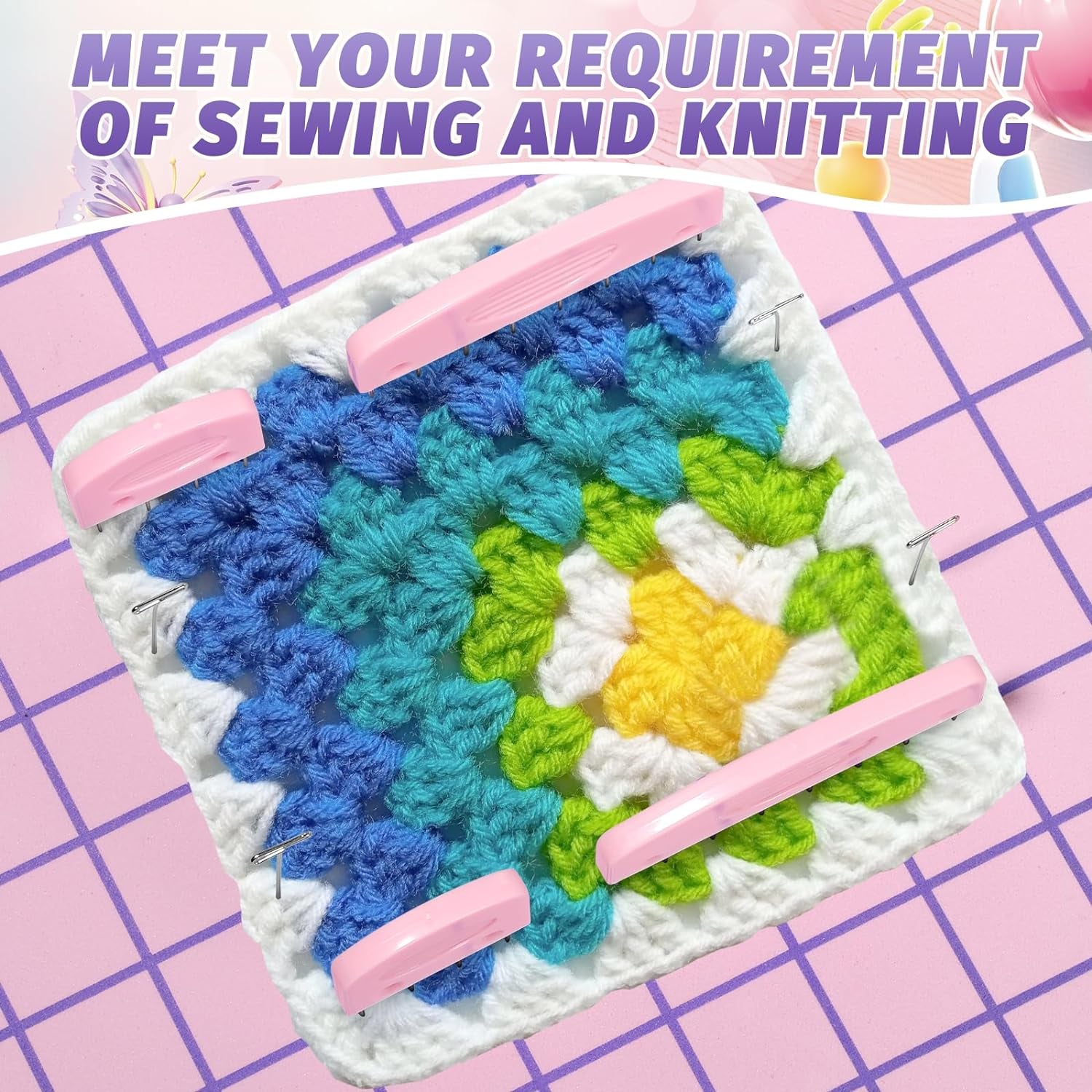 Knit Blocking Pins Kit,20Pcs Knit Blocking Combs,100 T-Pins for Blocking Knitting,Crochet, Lace or Needlework Projects,Knitting Block Tool for Blocking Mats