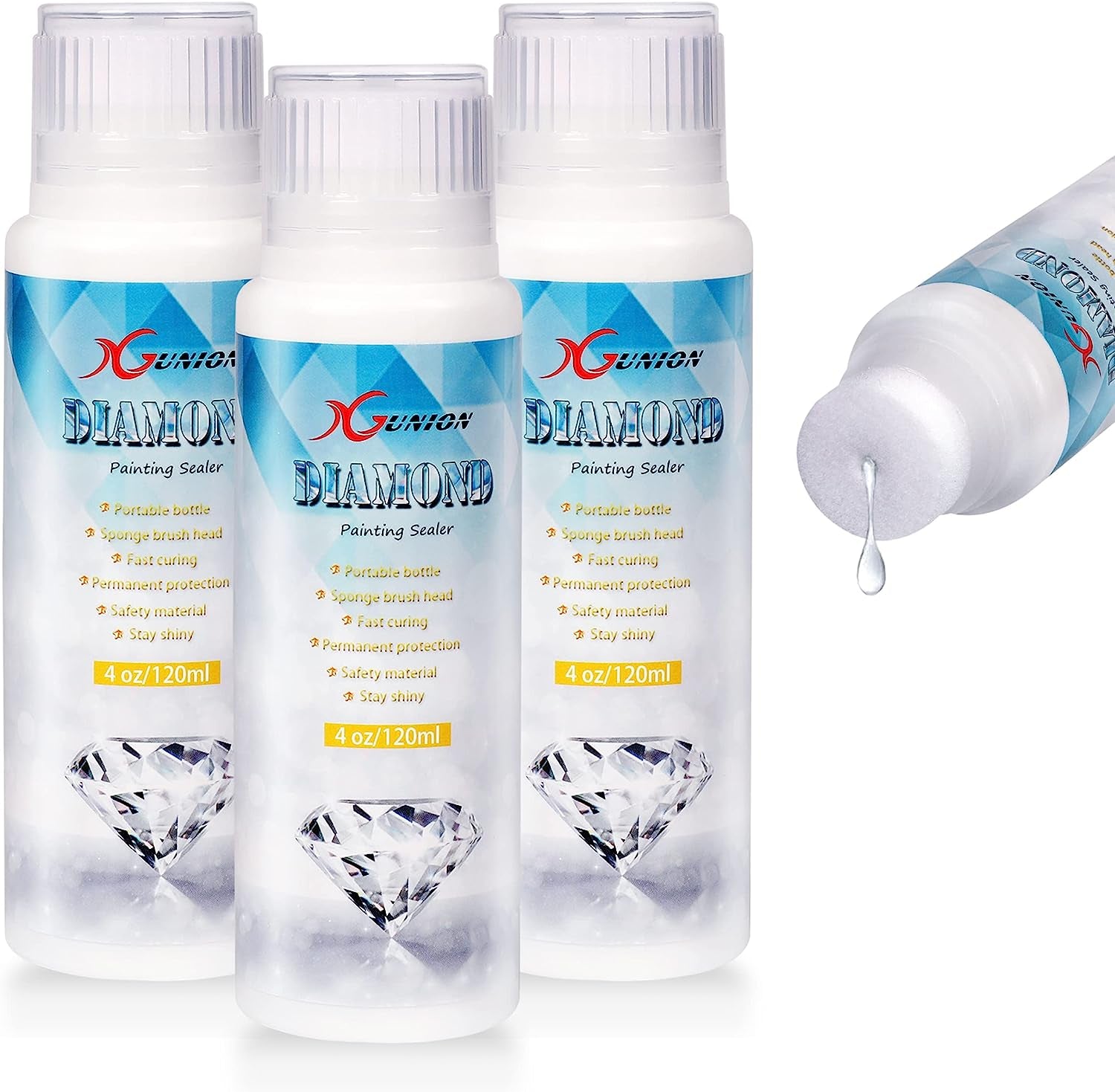 Diamond Painting Sealer 240ML Diamond Painting Glue with Spong Head 5D Diamond Painting Art Glue Sealer Accessories Permanent Hold & Shine Effect for Diamond Painting and Puzzles(8 OZ)