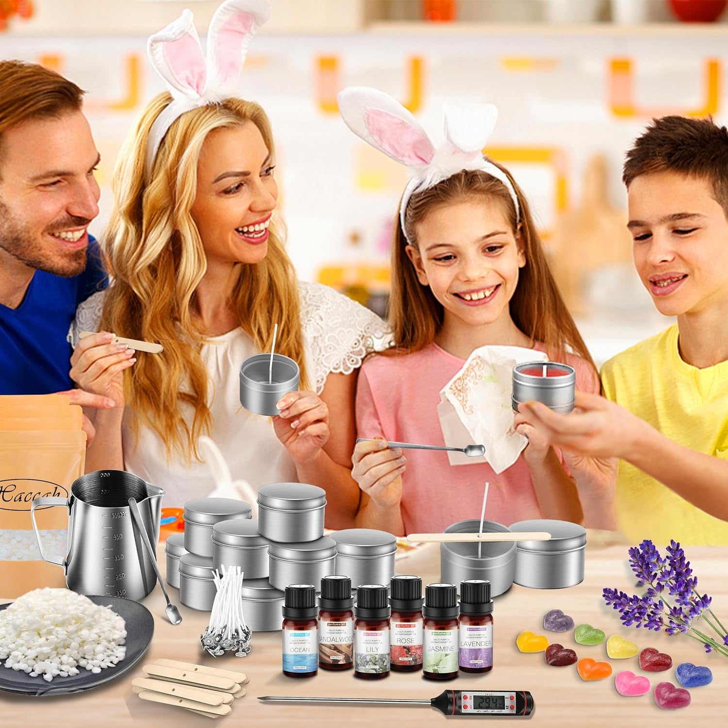 Complete Candle Making Kit,Candle Making Supplies,Diy Arts and Crafts Kits for Adults,Beginners,Kids Including Wax, Wicks, 6 Kinds of Scents,Dyes,Melting Pot,Candle Tins