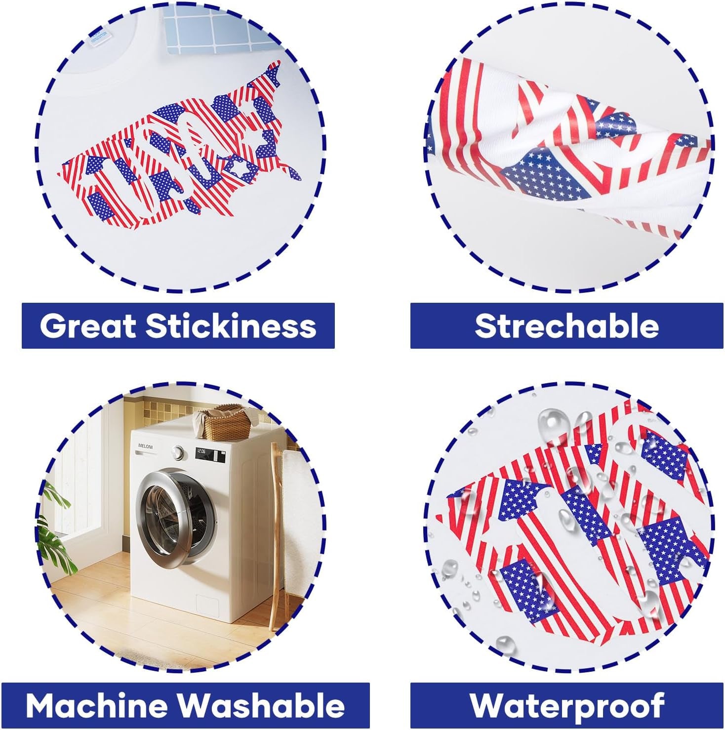 American Flag Heat Transfer Vinyl - 13 Pack 4Th of July Iron on Vinyl Pattern HTV Vinyl 12×10Inch, White HTV &amp; Patriotic Navy Blue for Independence Day HTV Vinyl