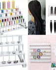 Thread Rack for 60 Spools or 30 Cones, Wall Mounted Large Thread Holder with Long Pegs, Bright White Plastic Thread Stand for Embroidery Serger Sewing Thread Storage and Hair Braiding