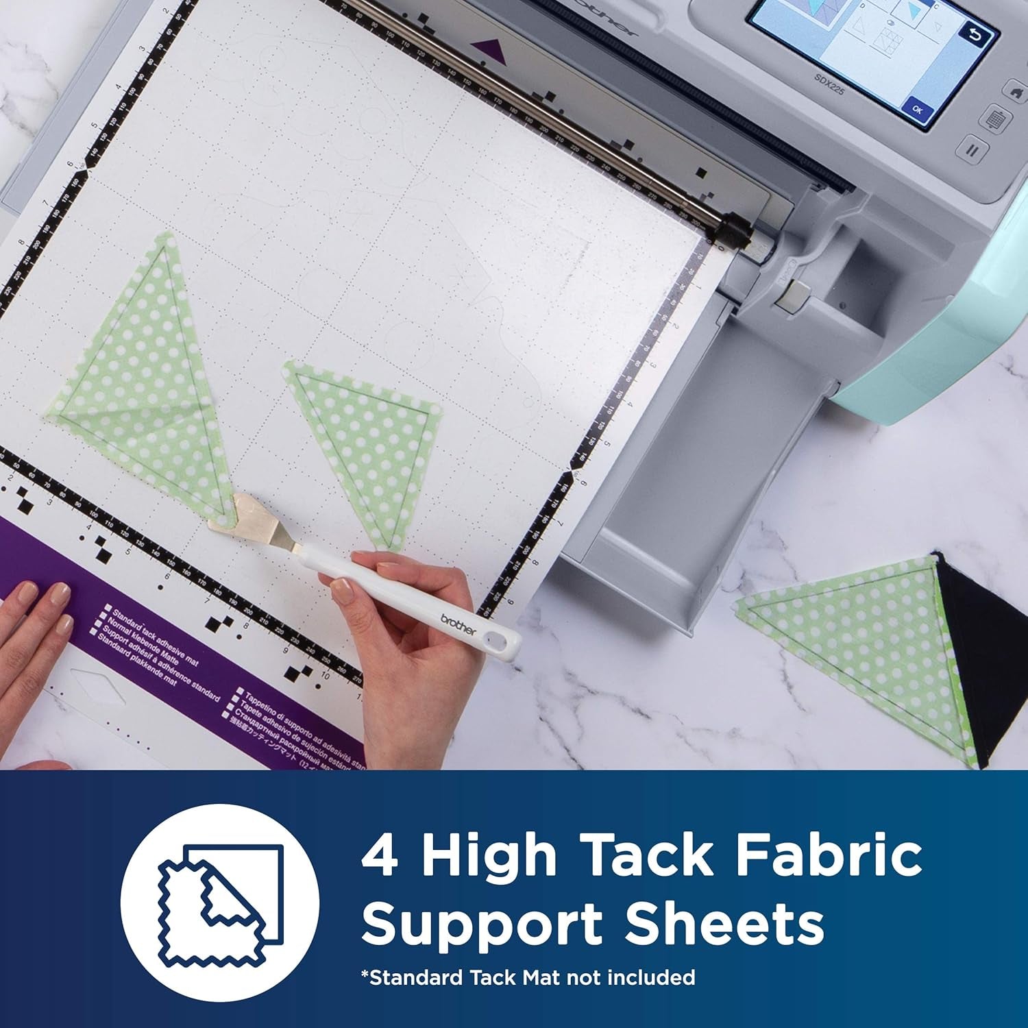Scanncut High Tack Fabric Support Sheet CASTBL2, 4 Pieces 12" X 12" High Adhesive Sheets for Scanncut Mats, Use for Cutting Fabric Appliques, Quilting Pieces, Sewing Patterns and More