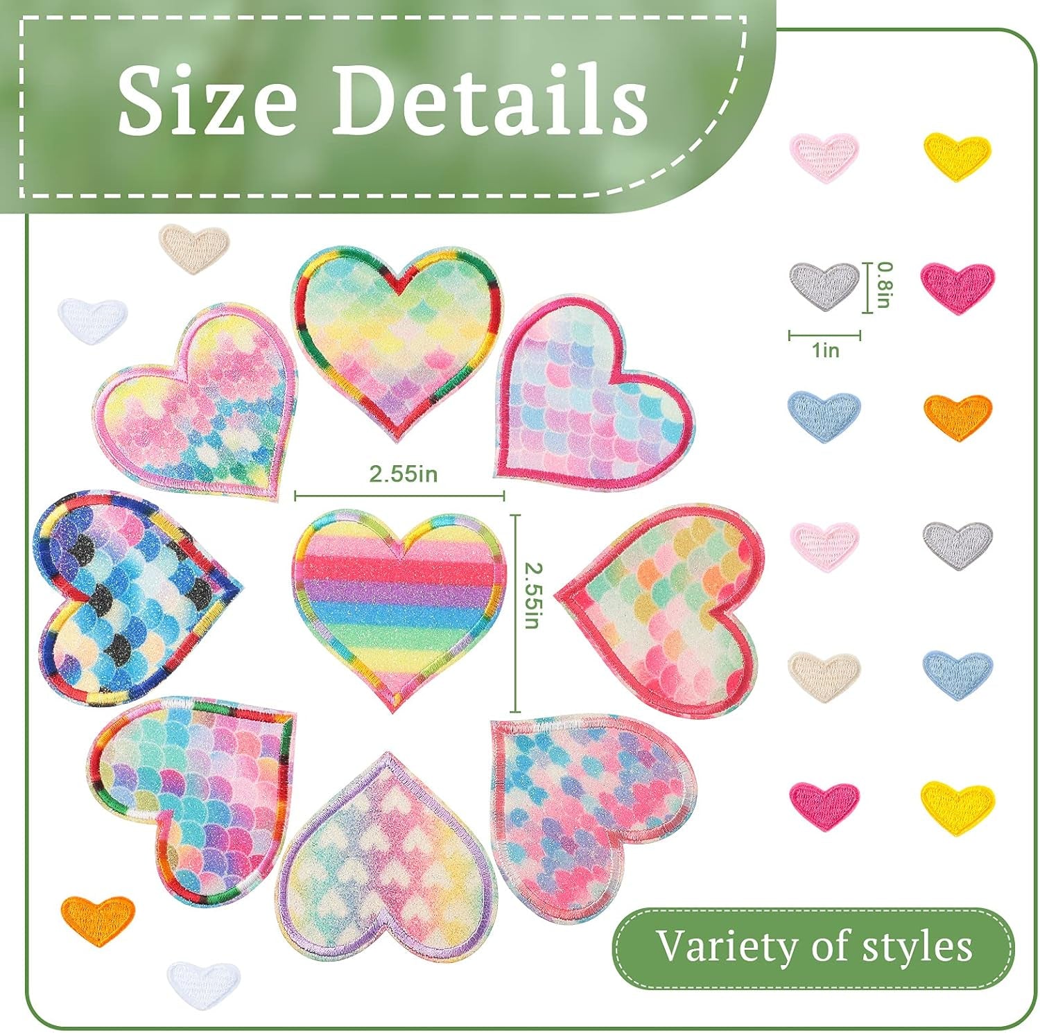 25 Pieces Rainbow Mermaid Heart Iron on Patches Kids Iron on Knee Patches Sew on Embroidered Colorful Heart Appliques Mixed Heart Patches for DIY Jeans Clothes Jackets Backpack Decoration Handicrafts