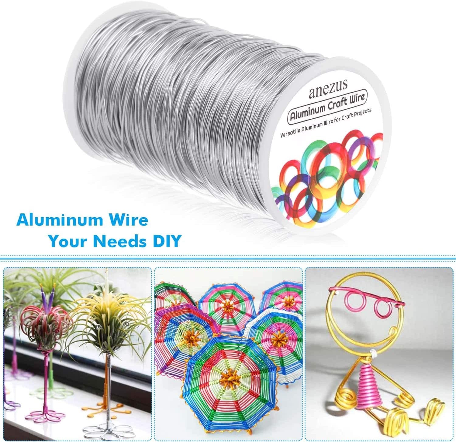 540 Feet Aluminum Wire,  Bendable Craft Metal Wire 18 Gauge Flexible Beading Wire for Wreath Making Jewelry Making Floral (Silver, 1Mm)