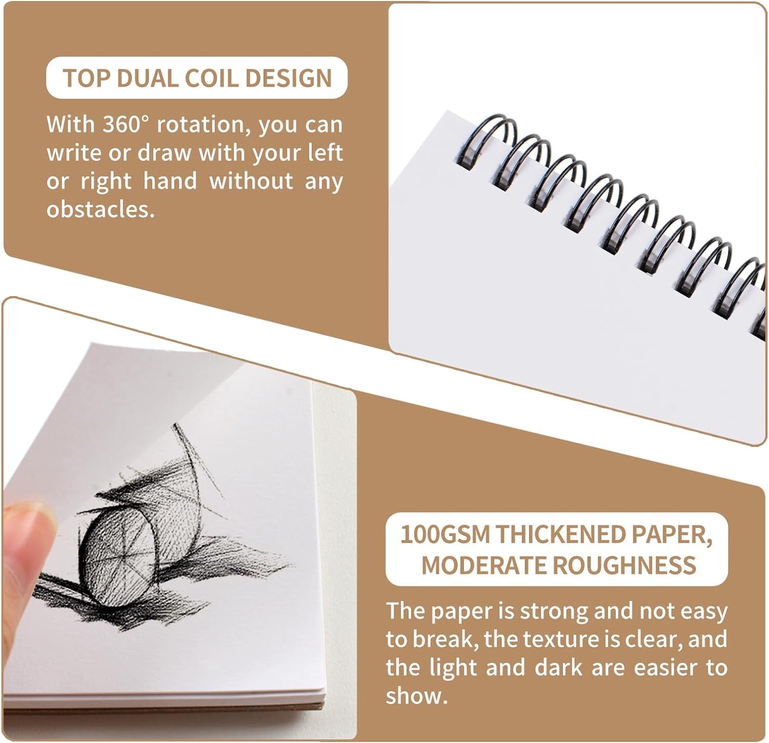 2 Pack Sketch Book, 5.8” X 8.3” Small Sketch Pad,100Gsm/68Lb Sketchbook for Drawing, A5 Drawing Paper, Thick Small Drawing Notebook for Painting Beginner, Artist (50 Sheets/Pack)