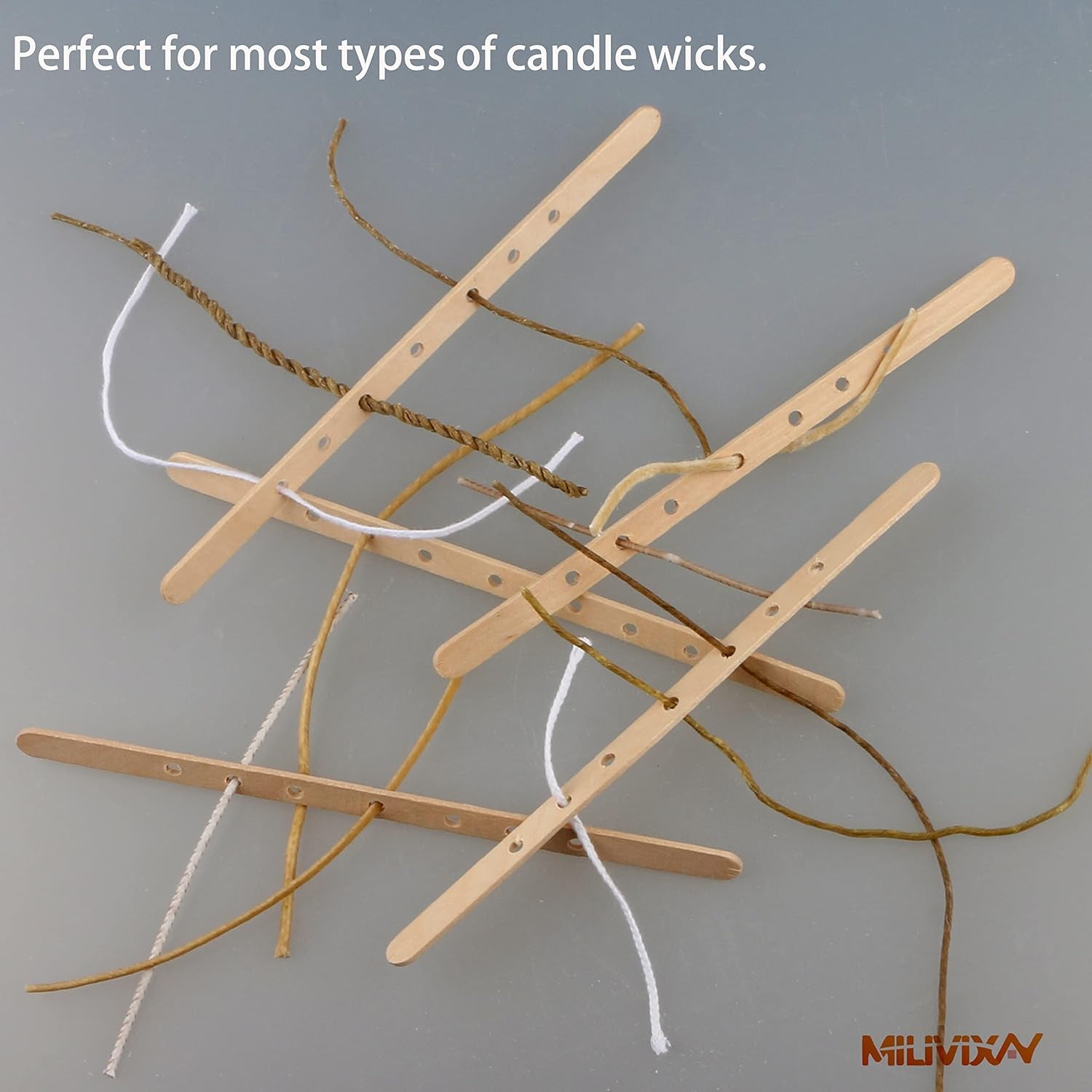 100Pcs Wooden Candle Wick Holders, Candle Wicks Centering Device, Candle Wick Bars, Wick Holders for Large & Multiwick Candles.