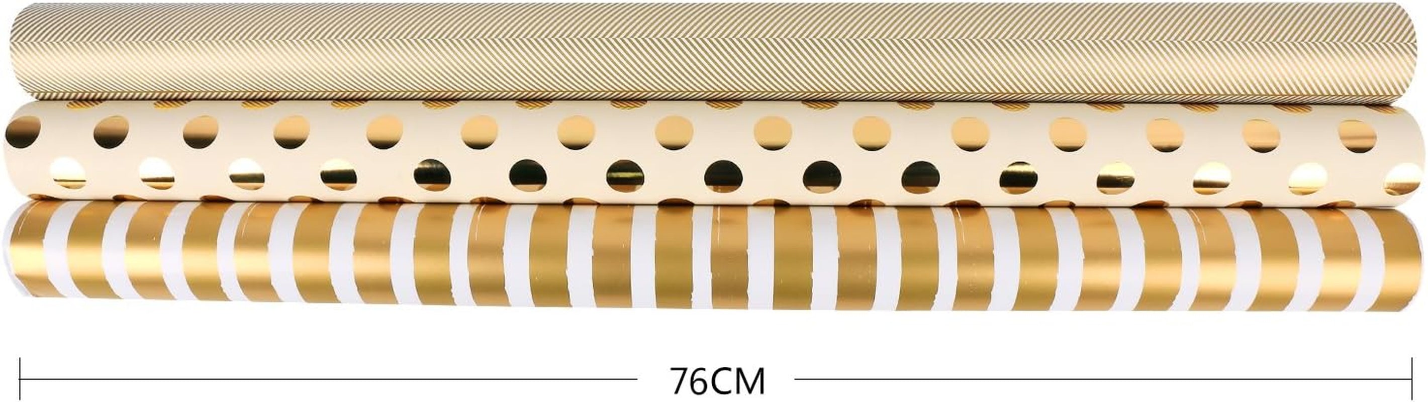 Jumbo Gold Wrapping Paper Roll - Gold Print for Birthday, Holiday, Wedding, Baby Shower Packing - 3 Rolls - 30 Inch X 120 Inch per Roll