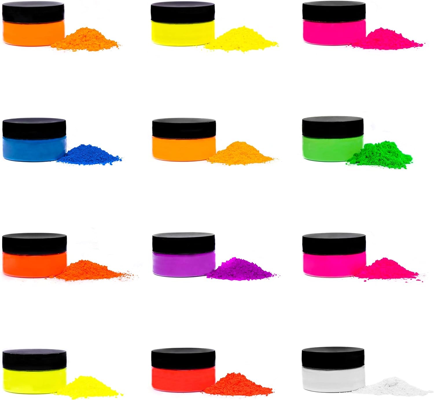 - Fluorescent Powder 12 10G Jars of Pigment for Paint, Dye, Soap Making, Nail Polish, Epoxy Resin, Candle Bath Bombs, Slime Lime,Purple,White