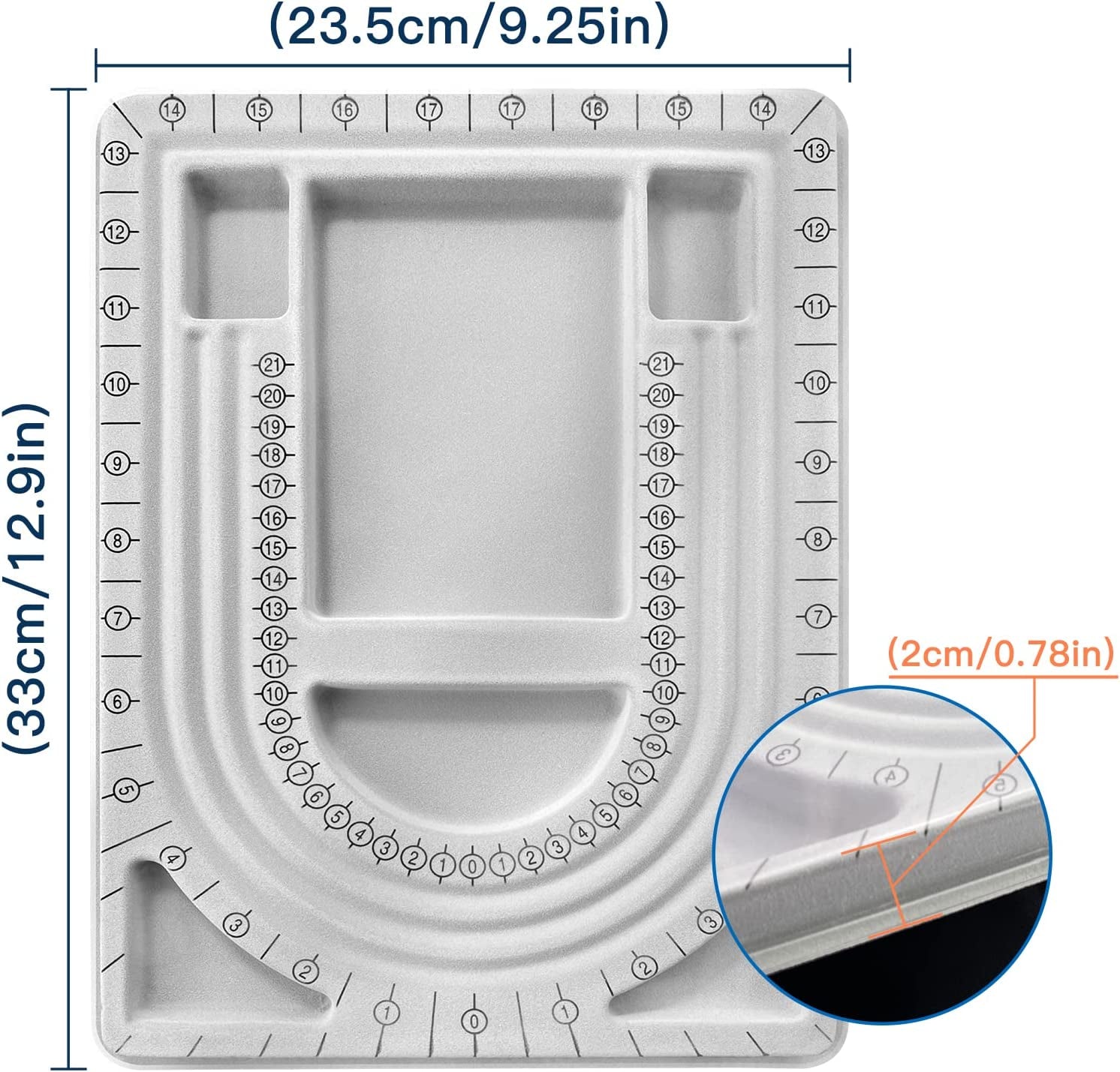 The Bead Board with Clear Cover,Grey Flocked,6 Recessed Compartments,3 U-Shaped Channels,Design Boards for Jewelry Bracelet Necklace Making DIY