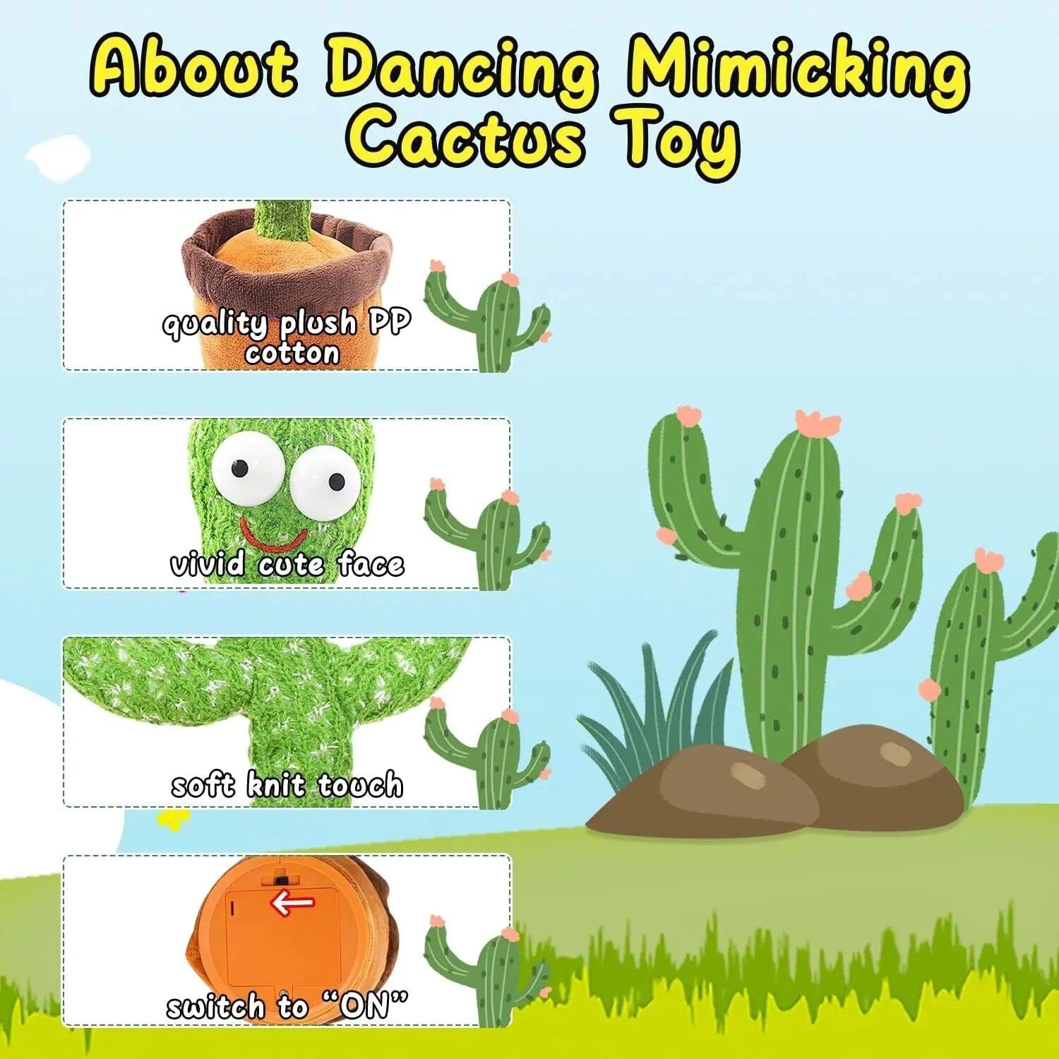 Dancing Cactus Plush Toy Doll Electronic Recording Shake With Song Funny Gift US