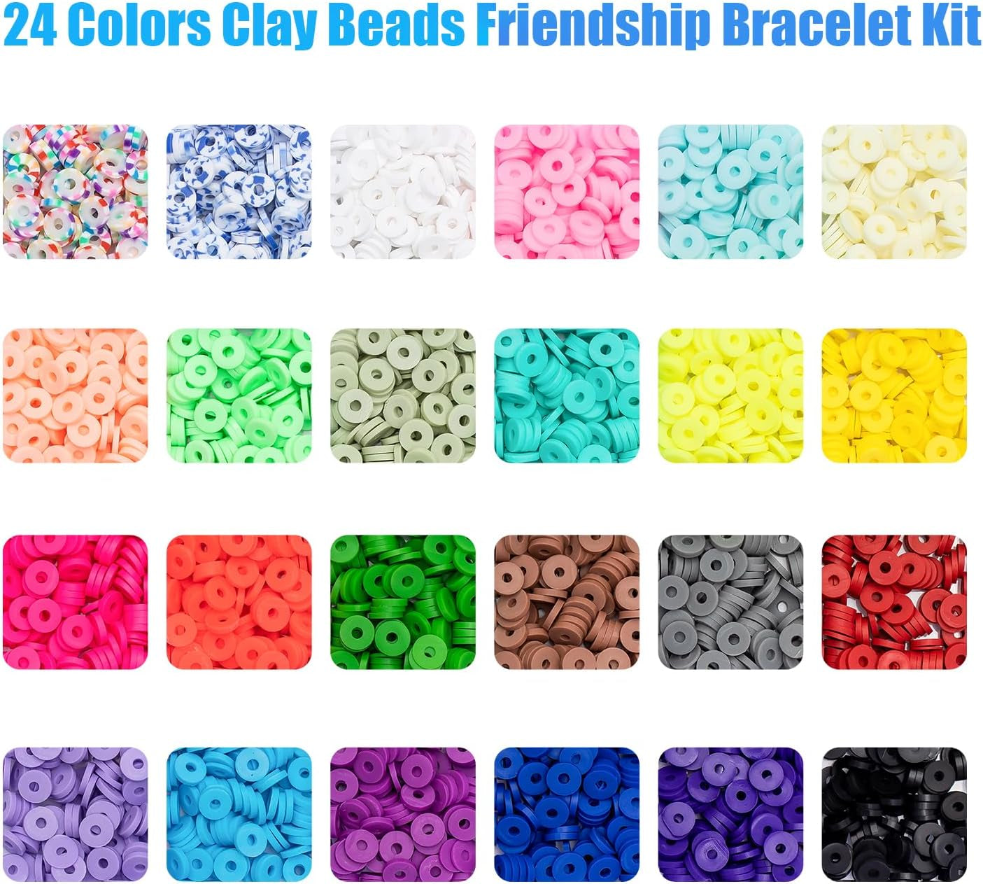 Clay Beads Bracelet Making Kit, 3800Pcs Polymer Flat Beads for Jewelry Making Heishi Beads for Friendship Bracelet Kit with Charm Kit for DIY Crafts Gifts for Girls Age 6-12