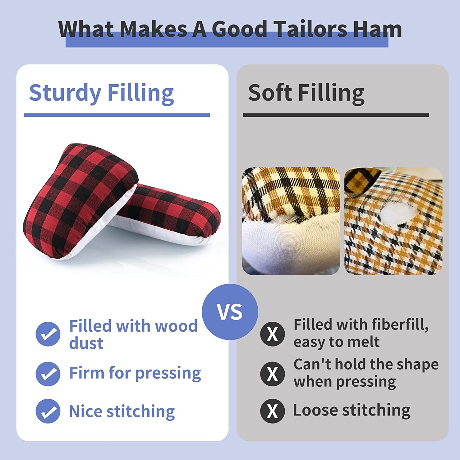 Tailors Ham and Seam Roll Set, Pressing Tool for Ironing, Sewing Ham for Sleeve, Collar, Curved Seam