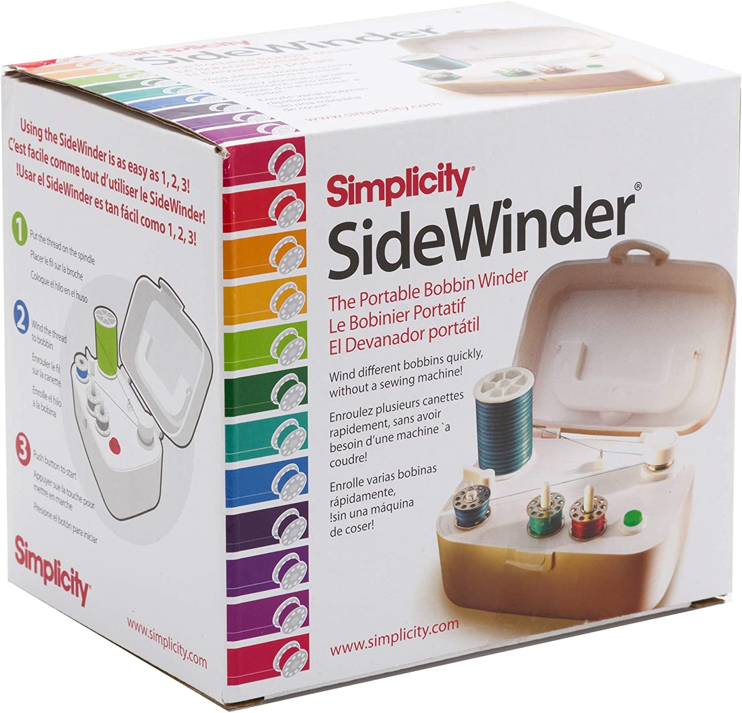 388175A Sidewinder Portable Automatic Bobbin Winder Machine, 120 Voltage, White