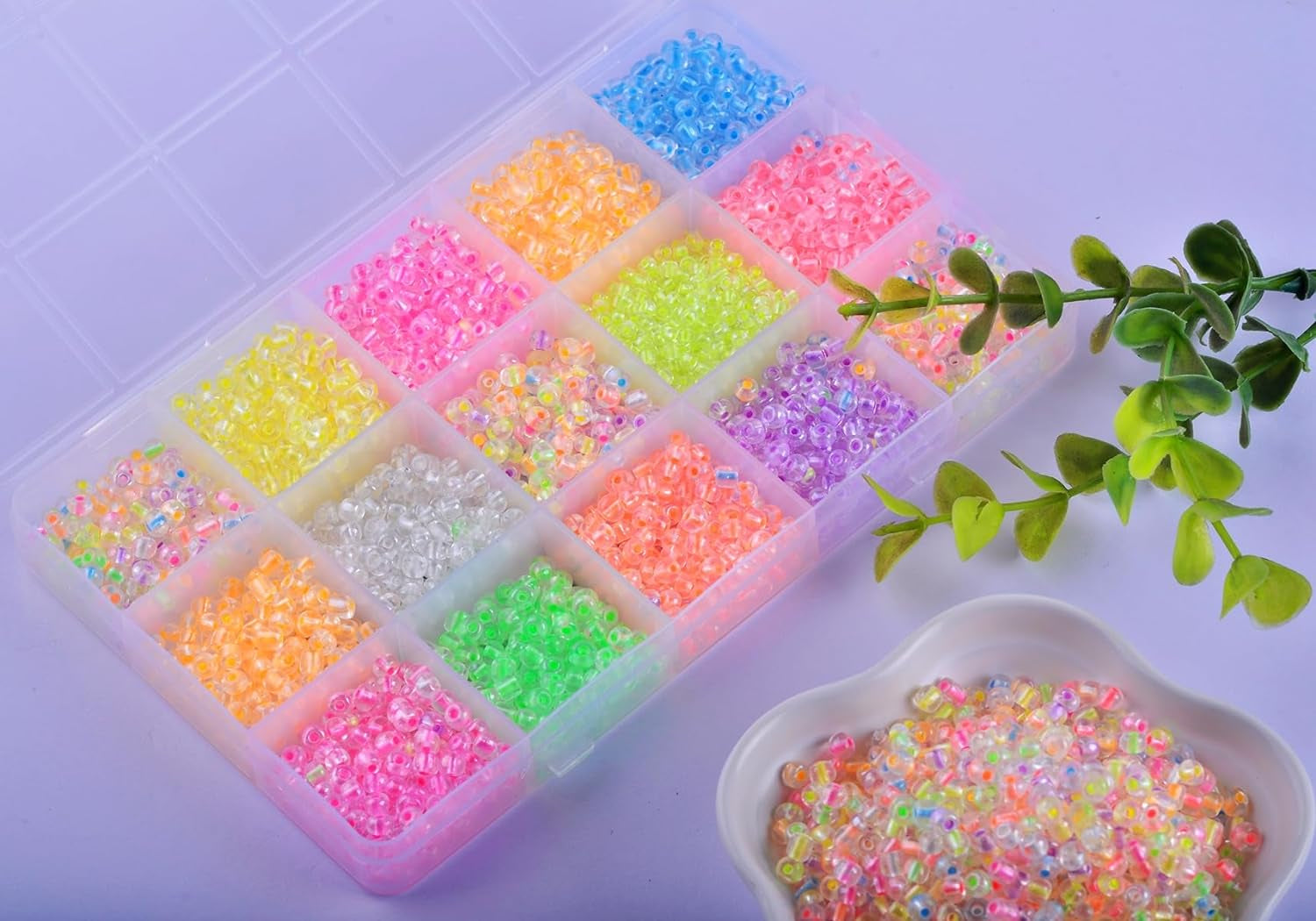 3000Pcs Uv Beads Color Changing Beads Glow Seed Beads 4Mm 6/0 Glass Beads Glow in the Dark Beads Luminous Seed Beads for Bracelets Jewelry Making DIY Crafts(4Mm, Multicolor)