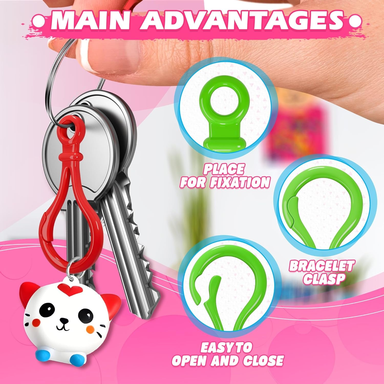 100Pcs Plastic Keychain Clips for Crafts - Lobster Claw Clasps for Keychains for Crafts Plastic Keychain Clip for Backpack - Clip Keychain Hooks Lanyard Snap Hooks and Clasps for Jewelry Making