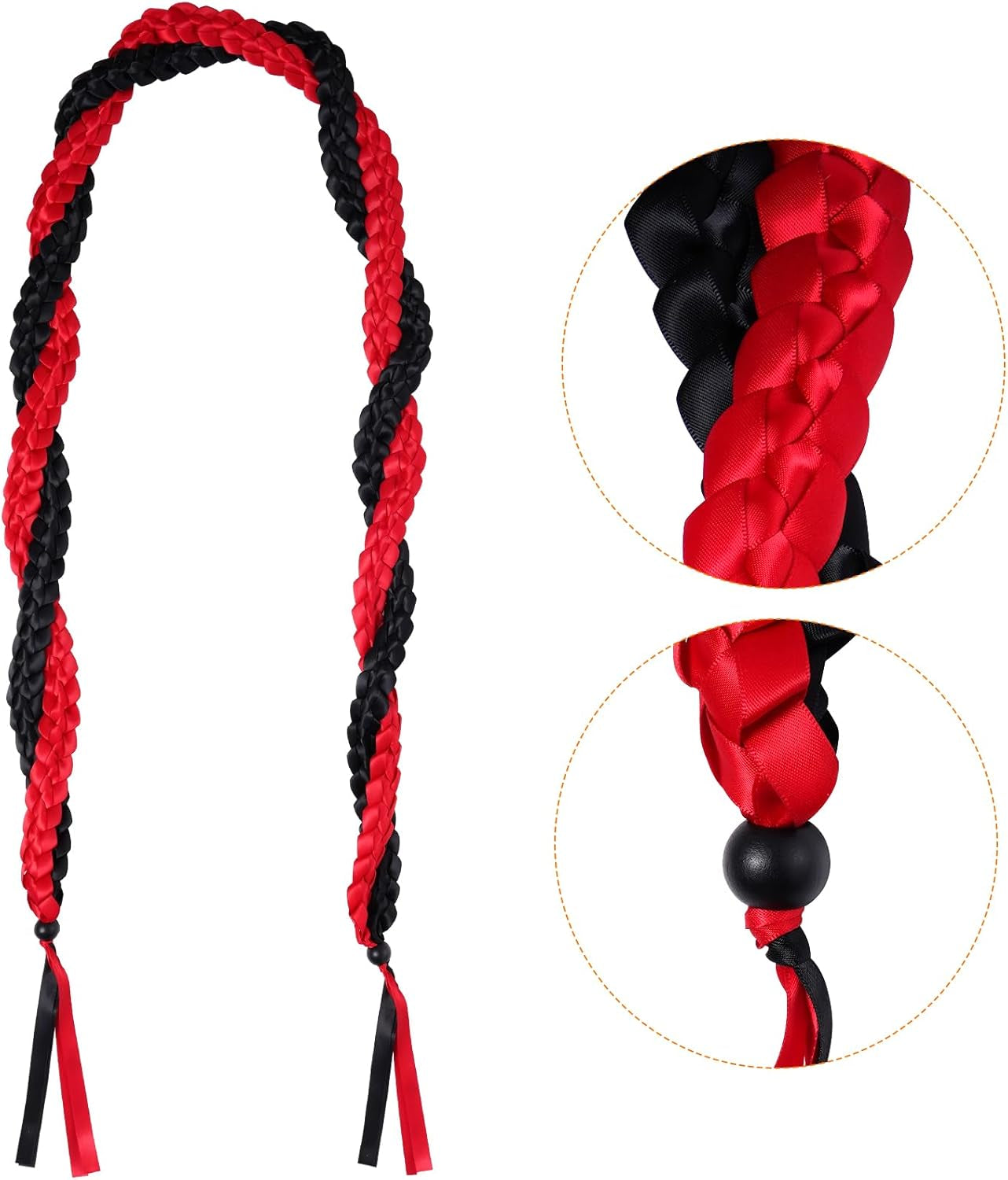 2024 Graduation Ribbon Lei Grad Braided Necklace Graduation Gift with Tassel Adjustable Leis for High School College Bachelor Master Doctor Graduation Party (Black & Red, 1)
