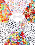 2000Pcs Letter Beads for Bracelets, 9 Color round Alphabet Number Beads with 1 Roll Elastic String for Bracelet Necklace Jewelry Making Supplies (7X4Mm)