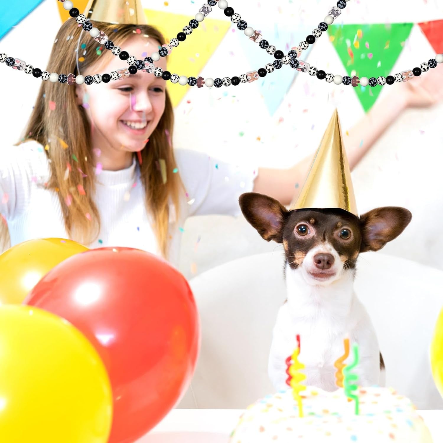 200 Pcs Dog Paw Bone Wooden Beads Puppy Paw Footprint Spacer Bead Colorful Paw Bone Print Wood Beads Black and White Craft Bead Jewelry Making Bubblegum Bead for Pet Charm DIY Home Decor Party