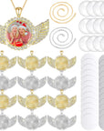 60 Pcs Sublimation Angel Wing Jewelry Blanks Set Rhinestone Bezel Pendant Trays Glod and Silver Sublimation Necklace Blank with Chain Set for Making Crafts Wedding Jewelry Gifts