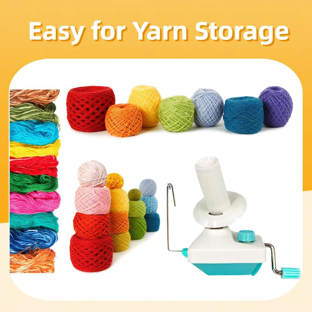 Yarn Ball Winder, Convenient Yarn Winder for Yarn,Yarn Swift and Ball Winder Combo with Easy Installation for Yarn Storage +1 Set 4 Size Pompom Maker+20 Pieces Stitch Knitting Needles+1 PCS Scissors