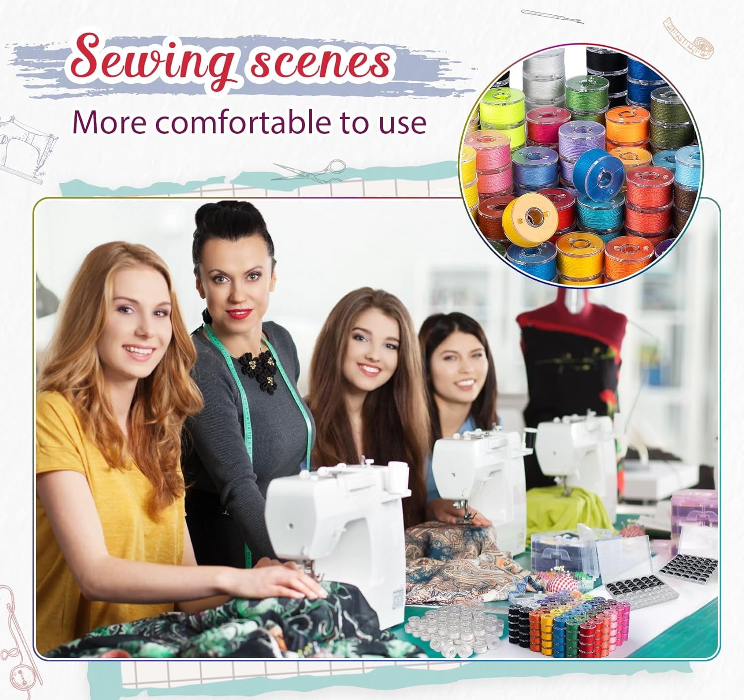 210 Pcs Bobbins Sewing Thread, Sizea Class15 Prewound Sewing Bobbins for Sewing Machine, 36 Colors Polyester Sewing Threads Compatible for Brother/Singer/Babylock/Janome Machine, 60WT