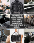 Black Leather Repair Kit for Car Interior, Leather Seat Repair Kit for Cars, Vinyl Repair Kit Repairs Tears & Burn Holes from Furniture, Jacket, Chair, Sofa and Purse, with Color Matching Guide