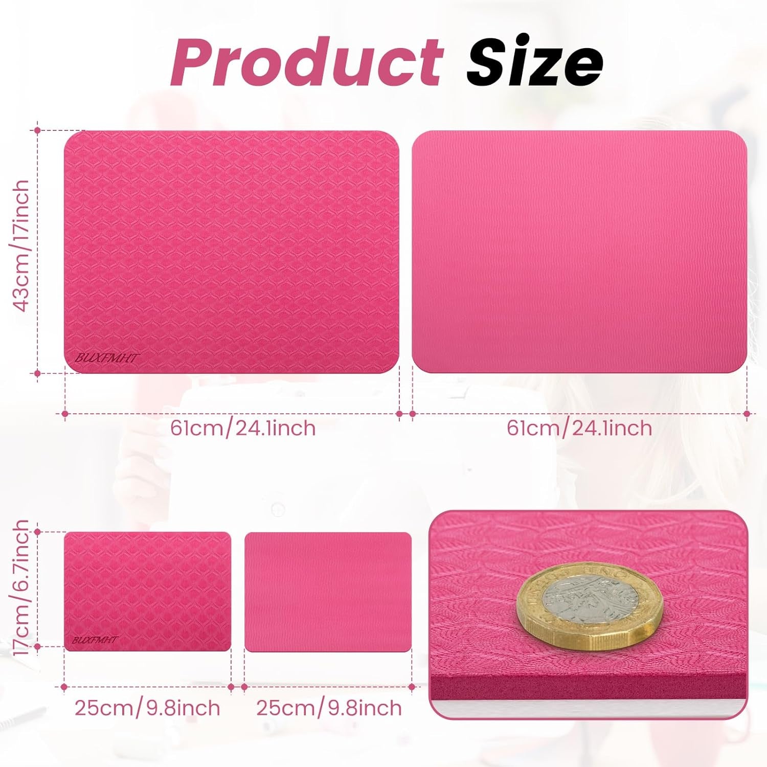 Sewing Mat Set, Sewing Machine Muffling Mat, Reduce Sewing Machine & Pedal Vibrations, Movement and Slipping, Sewing Machine and Sergers Accessory (2-Piece Set) (Rose Red)