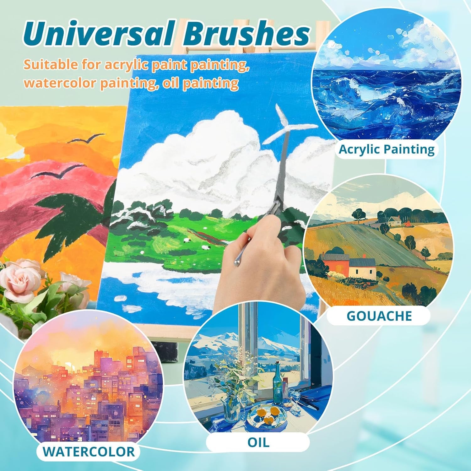 Acrylic Paint Brushes 25 PCS - Oil Paint Brushes for Acrylic/Oil/Watercolor - Paint Brushes for Acrylic Painting with Canvas Brush Case