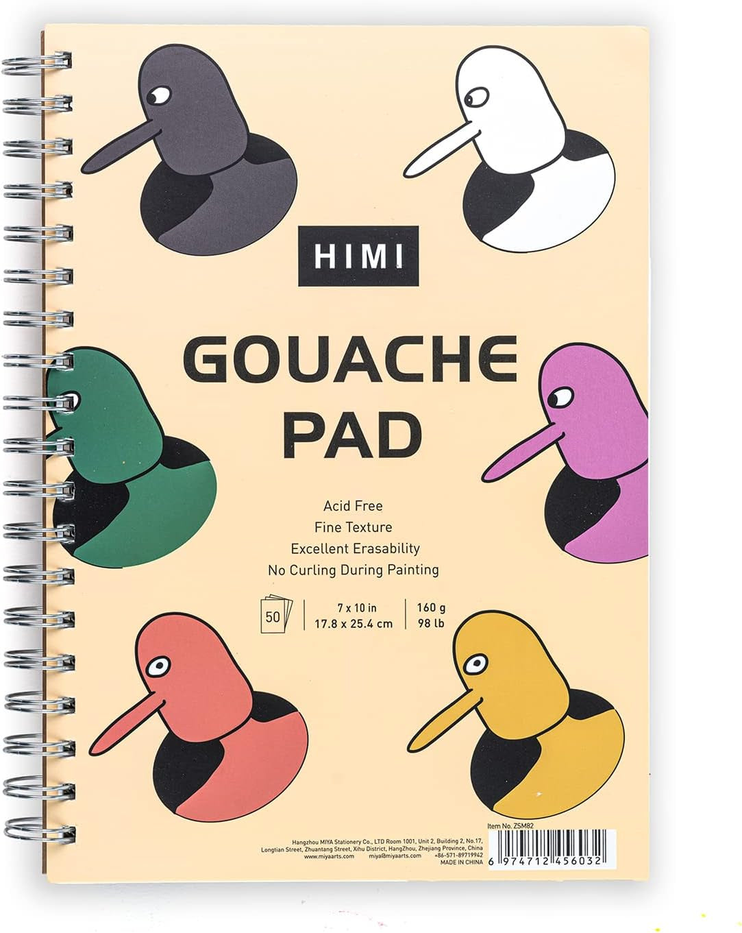 Gouache Pad 7X10''(98Lb/160G) 50 Sheets Mix Paper Pad, Side Wire Bound, Fine Texture, in Gouache Acrylic Art Pad for Sketching, Ink Sketch Book, Art Supplies Drawing Pad Gift （Square）