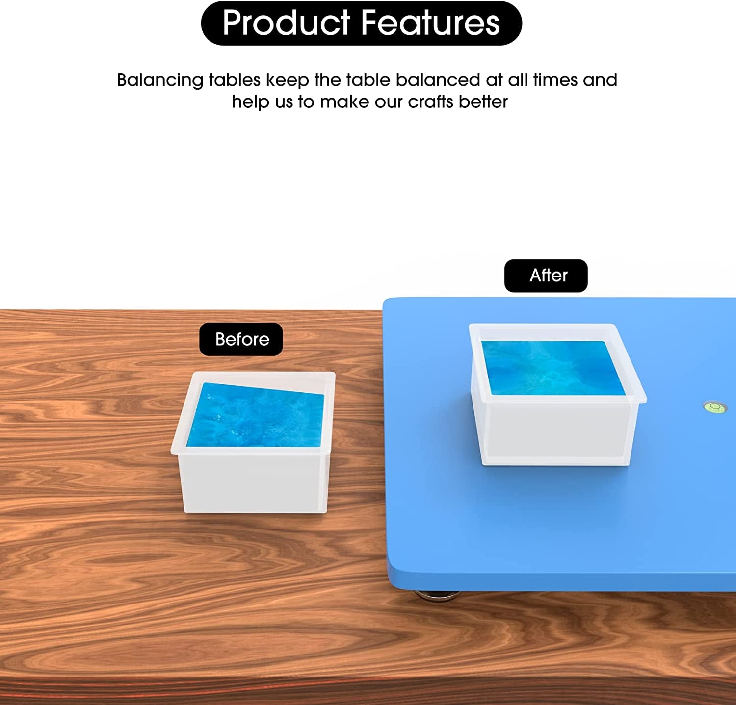 Resin Leveling Table, 16" X 12" Adjustable Resin Table with Silicone Mat, Resin Accessories, Multipurpose Leveling Table for Resin Molds, Paint Projects, Acrylic Pouring Tool (Blue)