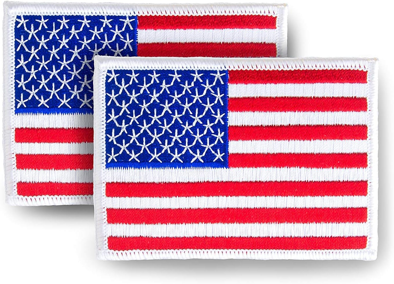 10Pack American Flag Patch, Iron on or Sew on Uniform Emblem, American Flag Morale Hook Patch (10)