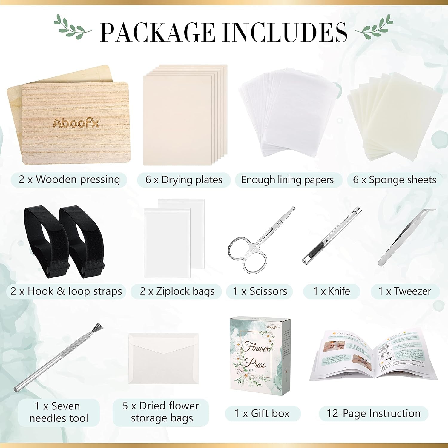 Flower Press Kit, Large Wooden Flower Pressing Kit for Adults Kids, 6 Layers 6.3 X 8.3 Inch Flower Press Leaf Pressing Kit to Making Dried Plants, DIY Flower Preservation Kit Crafts