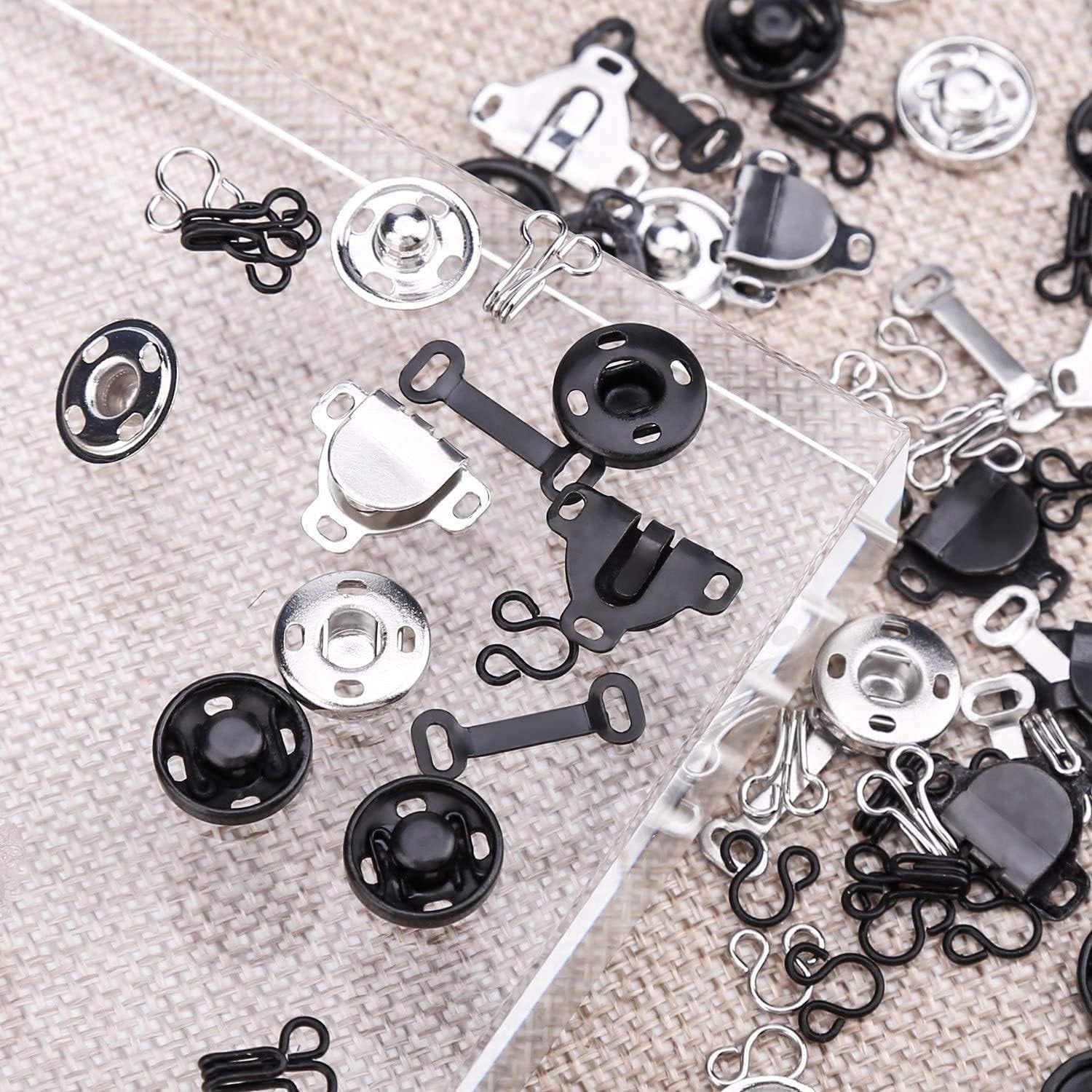 50 Pair Snaps for Sewing 3 Styles Hook and Eye Latch for Clothing Sewing Fixing Tools with Metal Sewing Buttons Fasteners Press Studs for Skirt Dress Bra Sewing DIY Crafting, 2 Colors (50)