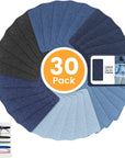 30-Piece Iron on Patches for Jeans, Denim Patches for inside Jeans Pure Cotton, 6 Shades of Blue Iron on Jean Patches for inside Jeans & Clothing Repair, Size 3"X4-1/4"(7.6Cm X 10.8Cm)