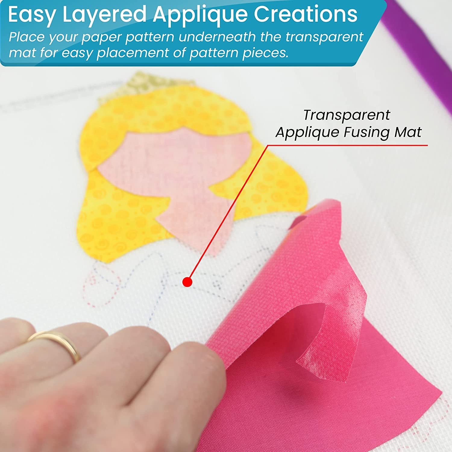 Applique Fusing Mat 13.5"X17" (34Cm X 43Cm) with Bonus Applique Pressing Sheet and Handy Storage Tube - a Great Silicone Mat and Applique Teflon Sheet for Arts and Fusible Web Fabric Crafts