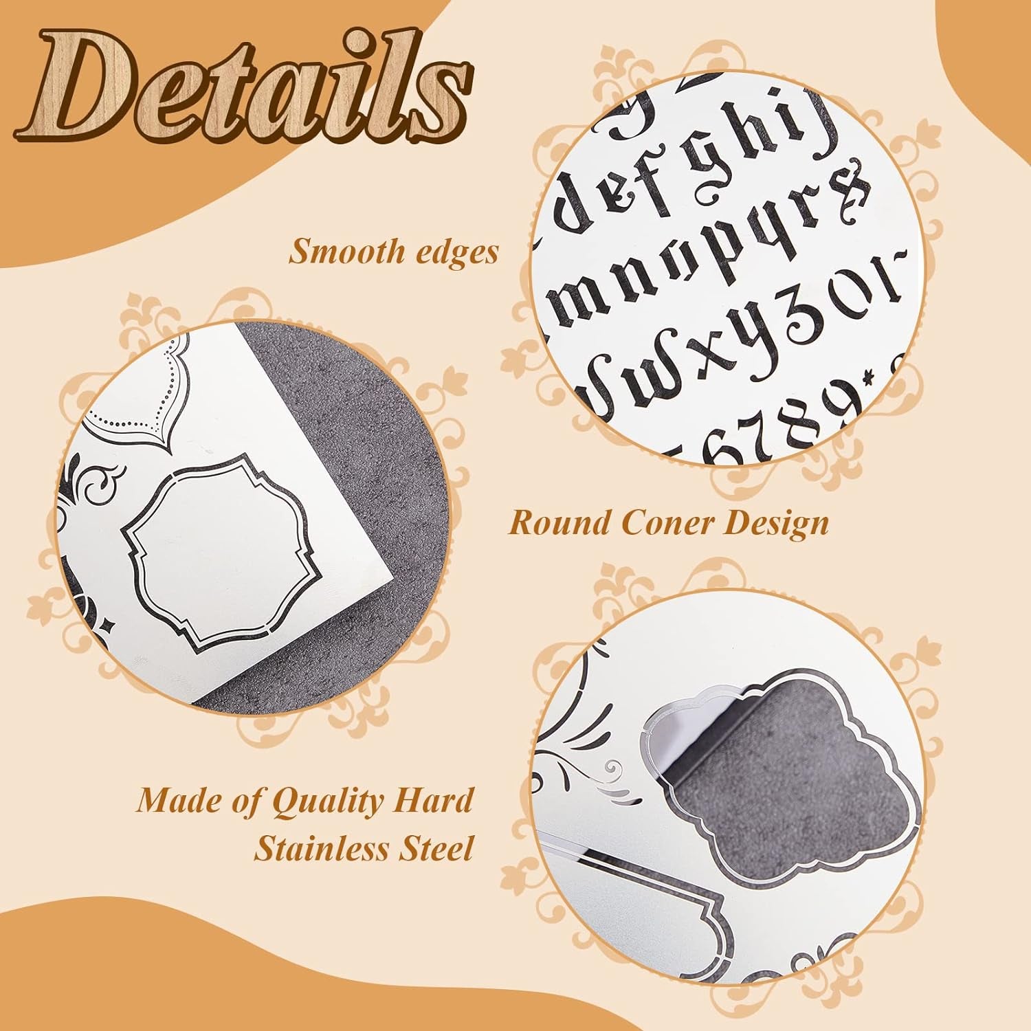 8 Pcs 4 X 7 Inch Stainless Steel Stencils Stencils Alphabet Number Stencils for Journaling Metal Stencils Bookmark Vintage Flower Vines Stencils for DIY Engraving Painting (Stylish Style)