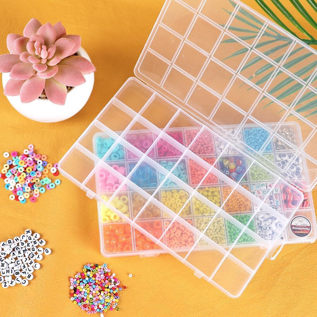 28 Grids Bead Organizer, Craft Organizers and Storage, Acrylic Organizers, Plastic Bead Organizer Box for Crafts Organizing Storing