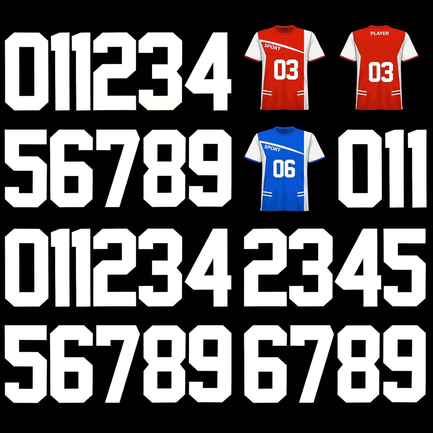 223 Pcs Iron on Letters and Numbers, 8 Inch Clothing Heat Transfer 0 to 9 Jersey Iron on Numbers, 2 Inch White Iron on Vinyl Letters with A-Z PU Alphabets Sticker for DIY Craft Team Uniform Sports