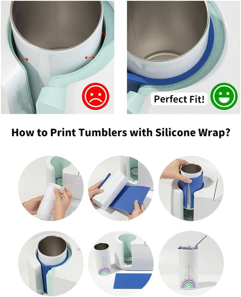 9.8 X 4.7 Inch Silicone Sublimation Mug Tumbler Wrap Blue Insert for Cricut Mug Press Accessories,3 Pieces 3 Thicknesses Suitable for Sublimation Tumblers Cups Mugs Printing