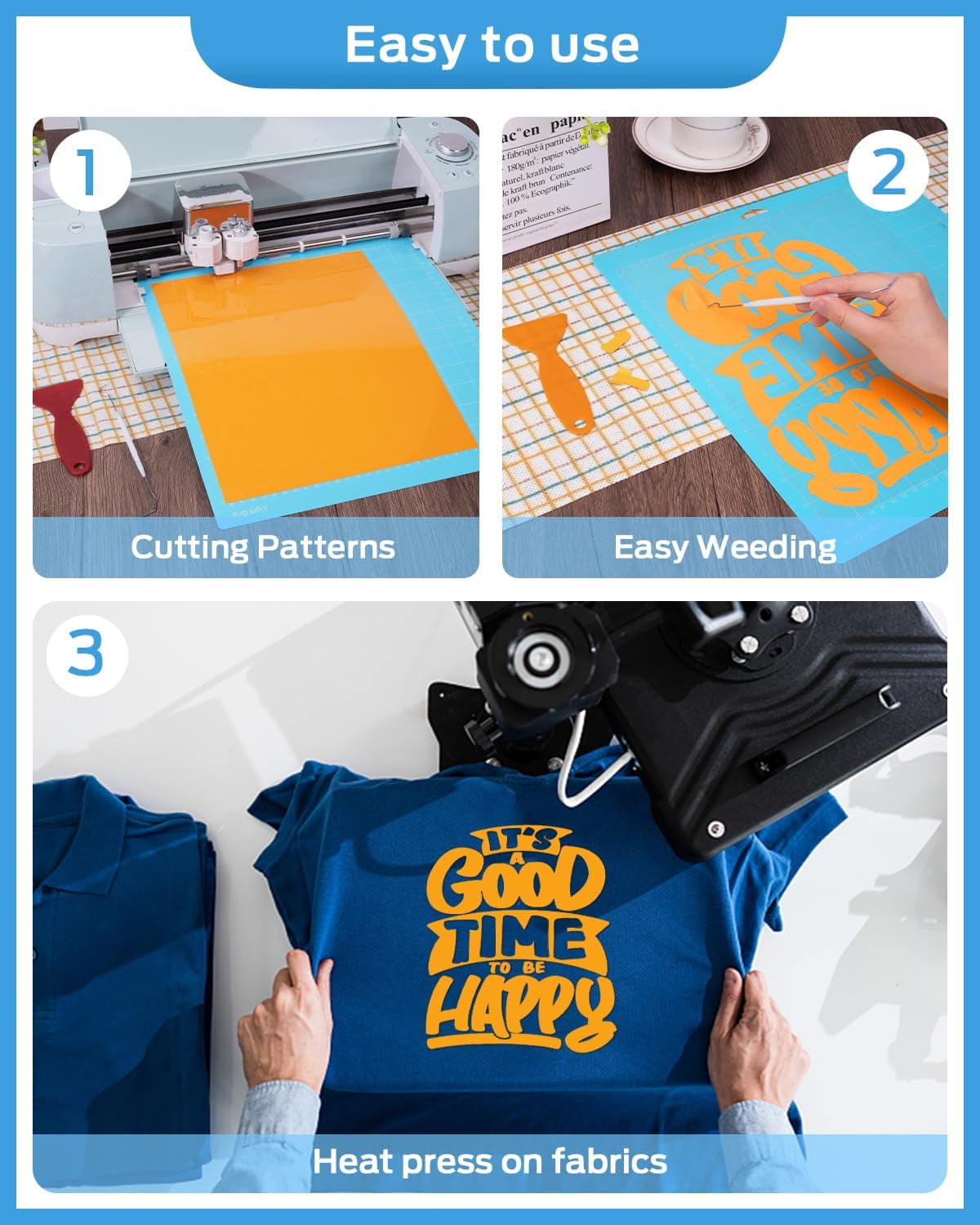 Heat Transfer Vinyl 12" X 10" - 100 Sheets 63 Assorted Colors Glitter and Matte Bulk HTV Iron on Vinyl for Cricut/Cameo Bundle, DIY Shirts, Bags, Socks, Pillow - Washed and Easy to Cut & Weed