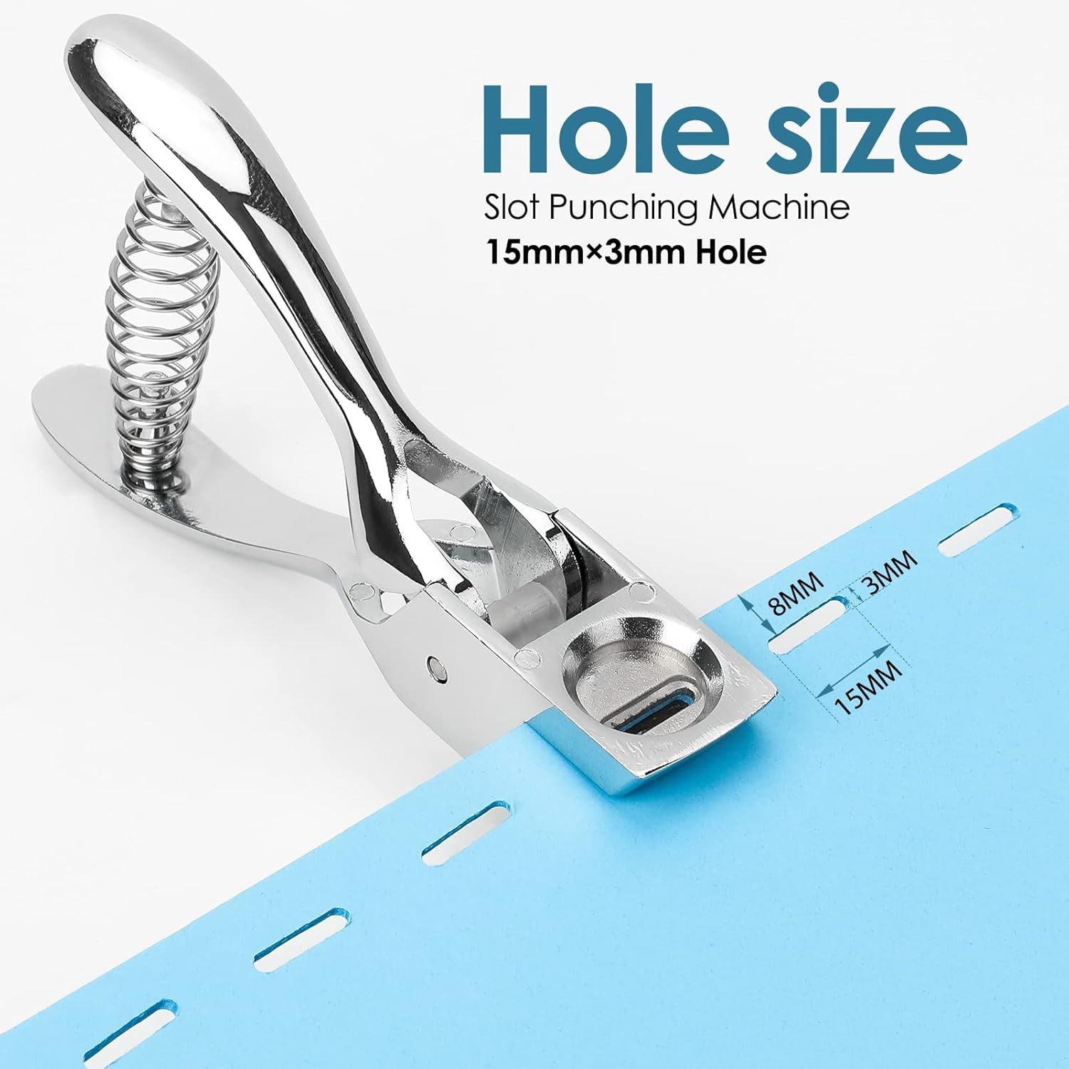 Hole Punch Slot Punch Badge Hole Punch for ID Cards,Hand Held,No Burrs Holes,One Slot Hole Puncher for ID Badges Hole Punch for Badge,Metal Hole Punch for ID Cards,Badge Holes,15Mm X 3Mm Hole