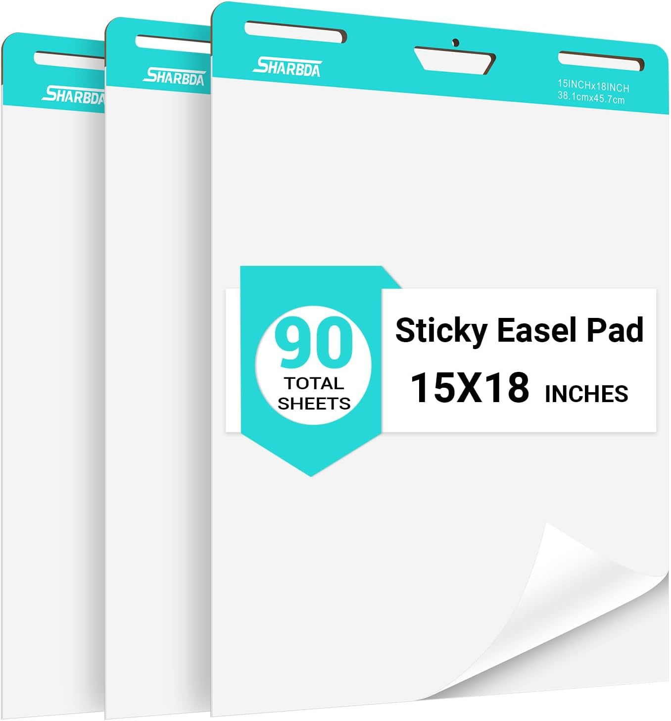 Sticky Mini Easel Pad, 15 X 18 Inches, Self Stick Flip Chart Paper,Sticky Chart Paper for Teachers, Anchor Chart Paper for Office, 30 Sheets/Pad, 3 Pads…