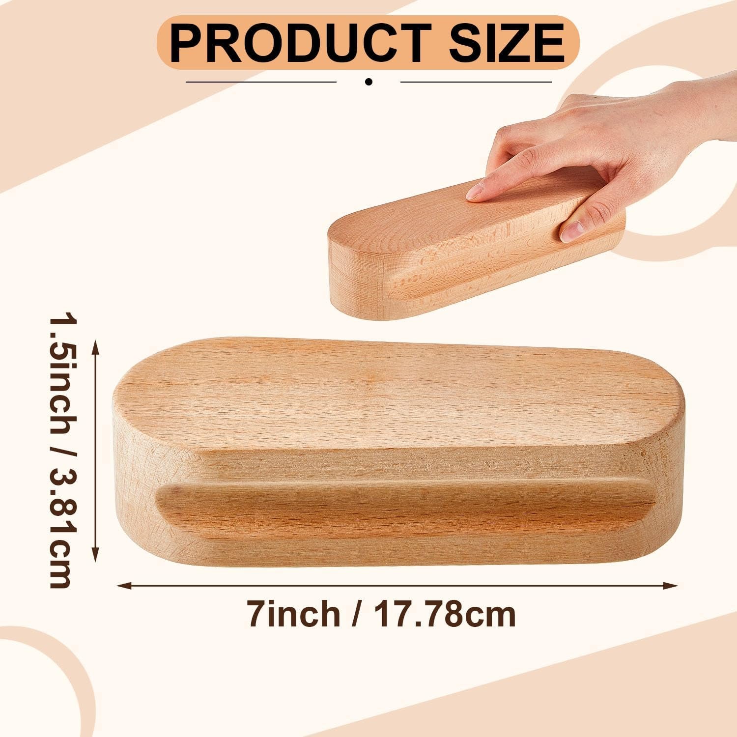 2 Pcs Beech Wood Tailors Clapper Wooden Clapper Sewing Tool Steam Iron Tailor Wooden Clapper for Sewing Quilting Ironing (7 Inch)