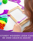 NATIONAL GEOGRAPHIC Wooden Arts and Crafts Loom Weaving Kit - Yarn and 3 Fun Designs for Easy Weaving, Child Weaving Set with Loom