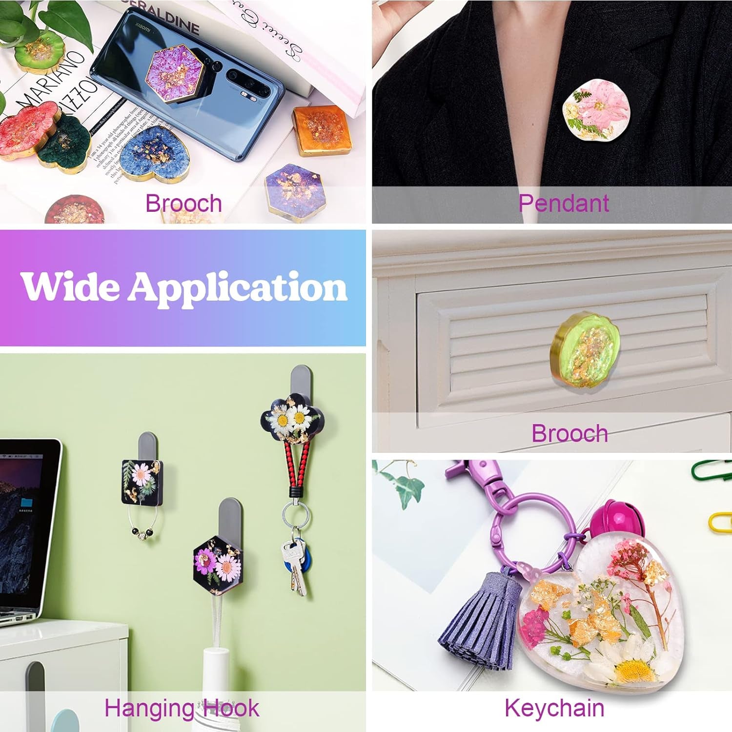 2Pcs Resin Mold, 24 Cavities Badge Reel Molds for Resin, Phone Grip Mold for UV Resin,Epoxy Resin,Casting Molds for DIY Resin Keychain