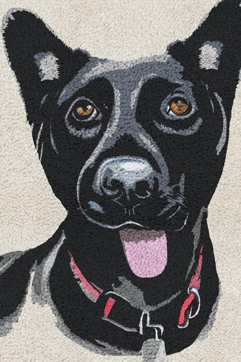 Latch Hook Kits for Adults, Color Printed DIY Carpet Crafts Arts Rug for Home Decoration Festival Gift Size 23.6''X15.8 (Happy Dog), Onesize