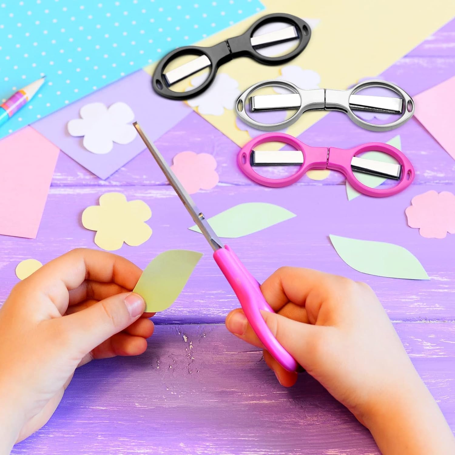 25 Pcs Folding Scissors Small Foldable Scissors Mini Travel Stainless Steel Portable Scissors Bulk Glasses Shaped anti Rust Sewing Cutter Shear for Christmas Nurse Week Gifts School Office Supplies