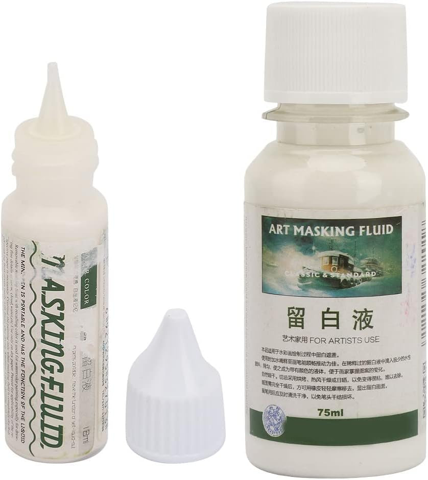 Pigment Covering Liquid, Watercolor White Liquid Art Masking Fluid for Watercolor Painting and Various Art Projects (75ML)