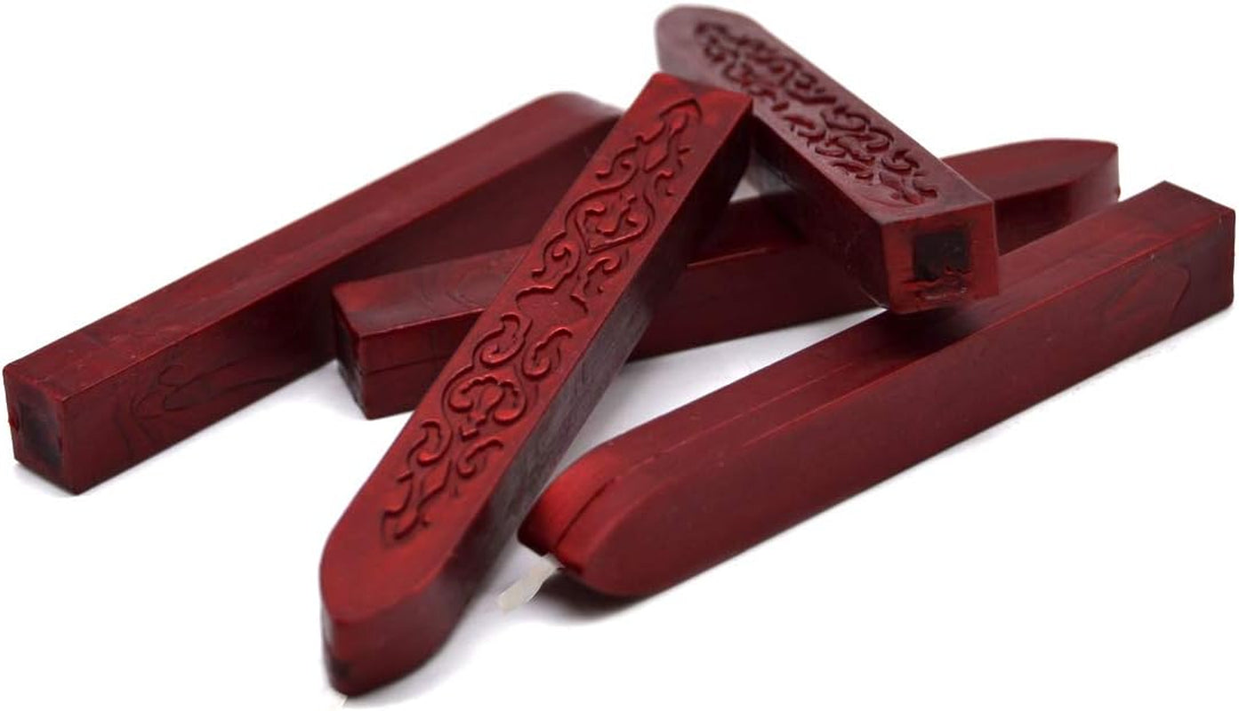 6PCS Blood Red Sealing Wax Sticks with Wick, Suitable for Envelope, Invitation, Gift Wrapping, Wine Bottle, Tea or Cosmetics Box